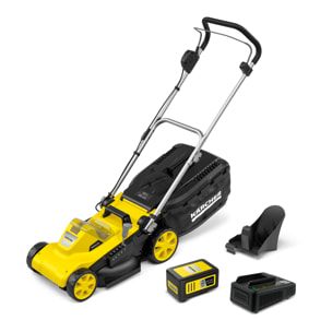 Tondeuse à gazon sur batterie Karcher LMO 3-18- coupe 34 cm- mulshing kit- bac 35l- 3500 tr/min- 350m²