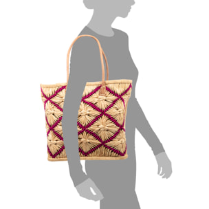 Vigonovo bolso shopper mujer. Fabricado en rafia y paja, con asas de cuero.