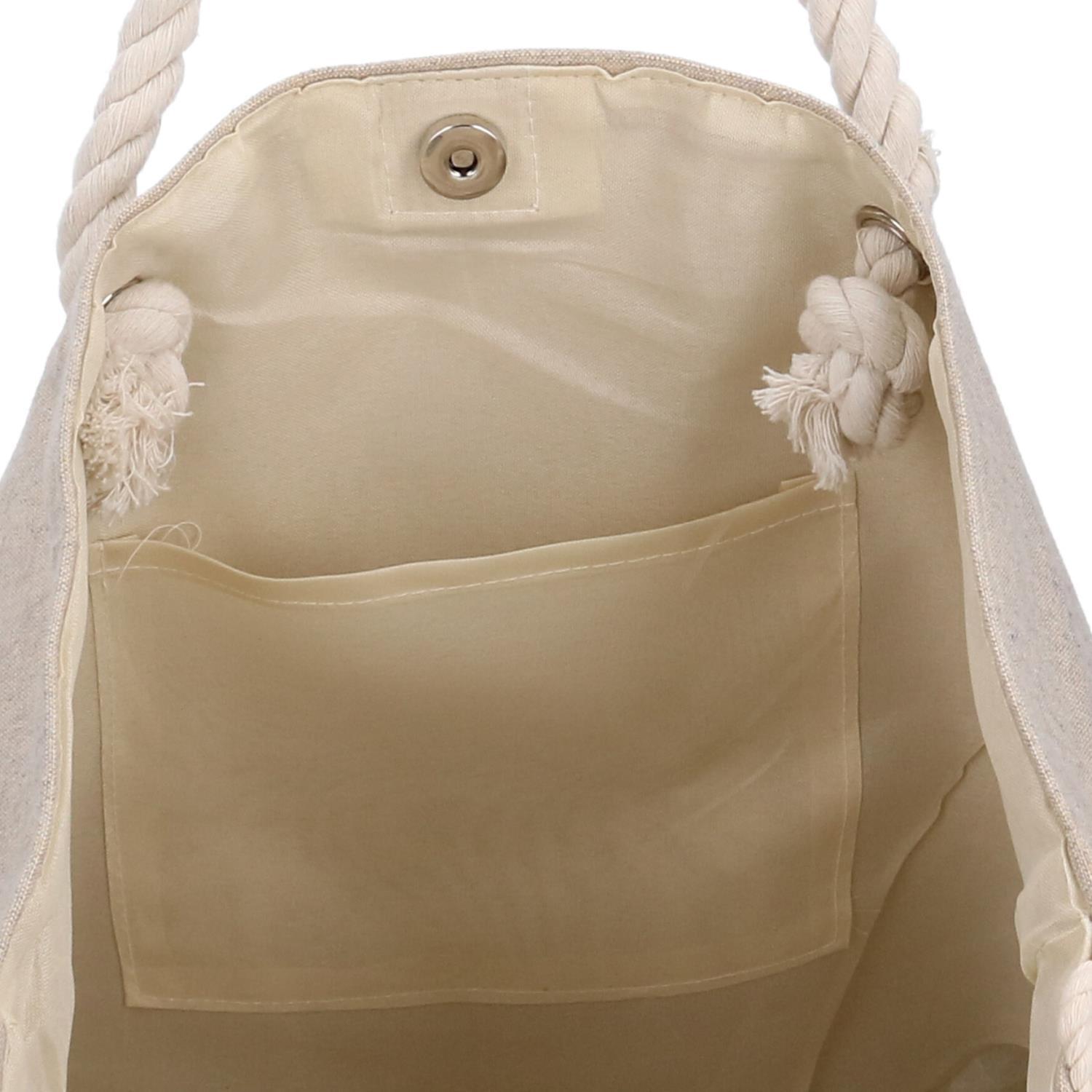 Borsa in tessuto con pon pon blu cm52x13h38