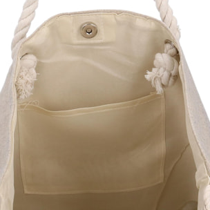 Borsa in tessuto con pon pon blu cm52x13h38