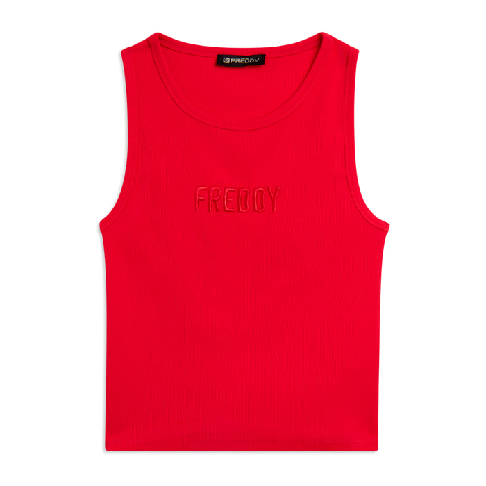Canotta Cropped con logo FREDDY ricamato