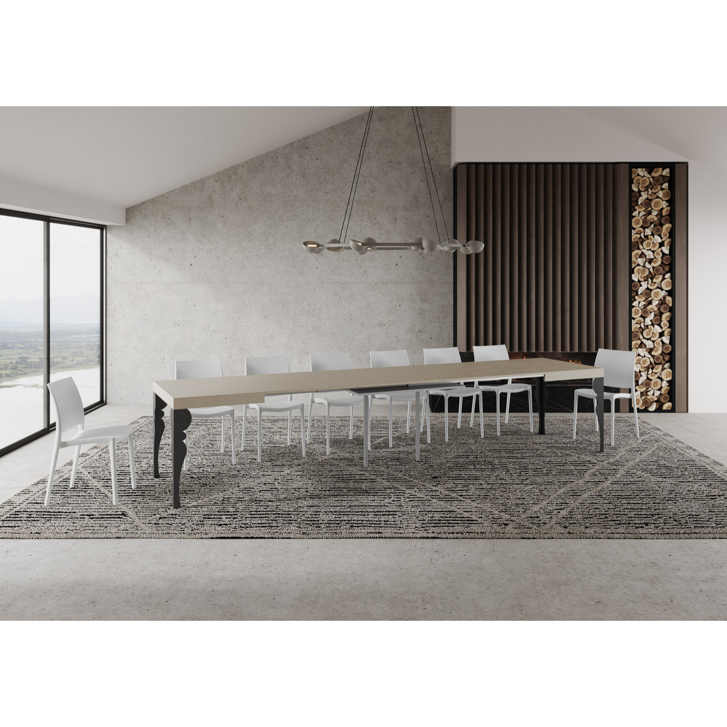 Table extensible 90x140/400 cm Paxon cachemire pieds anthracite