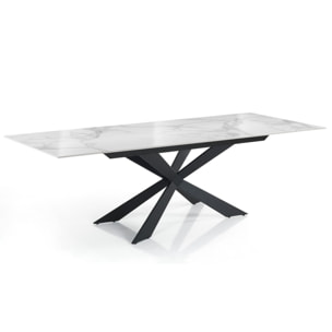 Tomasucci MELVIN EVO 160 MARBRE BLANC - Table extensible NOIRE