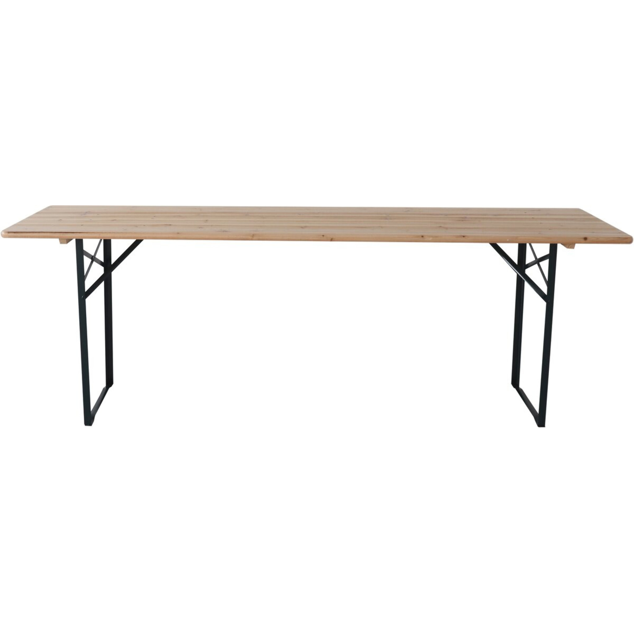 Table de jardin brasserie pliante avec 2 bancs " Lisbonne " - 218 x 59,5 x 75 cm -  Marron