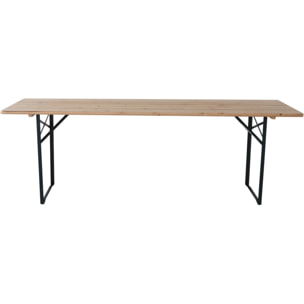 Table de jardin brasserie pliante avec 2 bancs " Lisbonne " - 218 x 59,5 x 75 cm -  Marron
