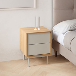Mesita de noche Cuzco 2 cajones color Roble/Gris