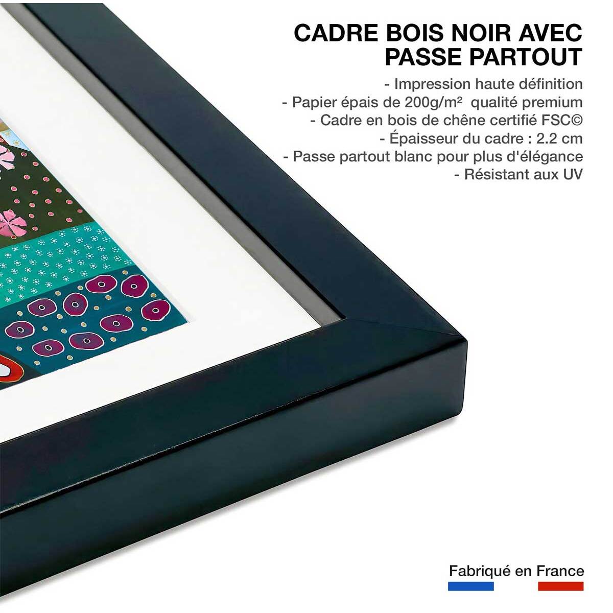 Affiche  voyage au népal Affiche + cadre en bois - Noir
