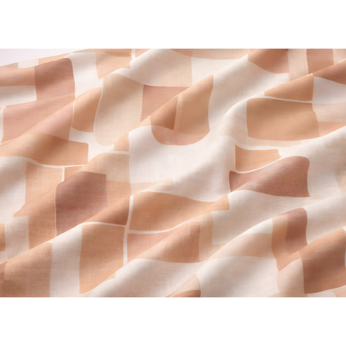 Parure Copripiumino 100% Cotone Made In Italy Fantasia Geometrica Disegno Brick Arancio