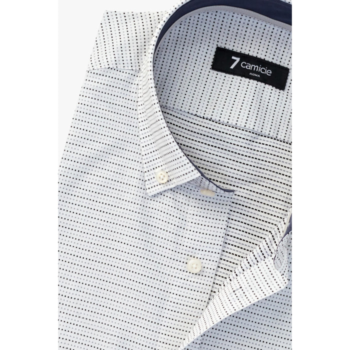 camicia uomo 1 bottone button down slim Jacquard Fantasia Bianco/Nero