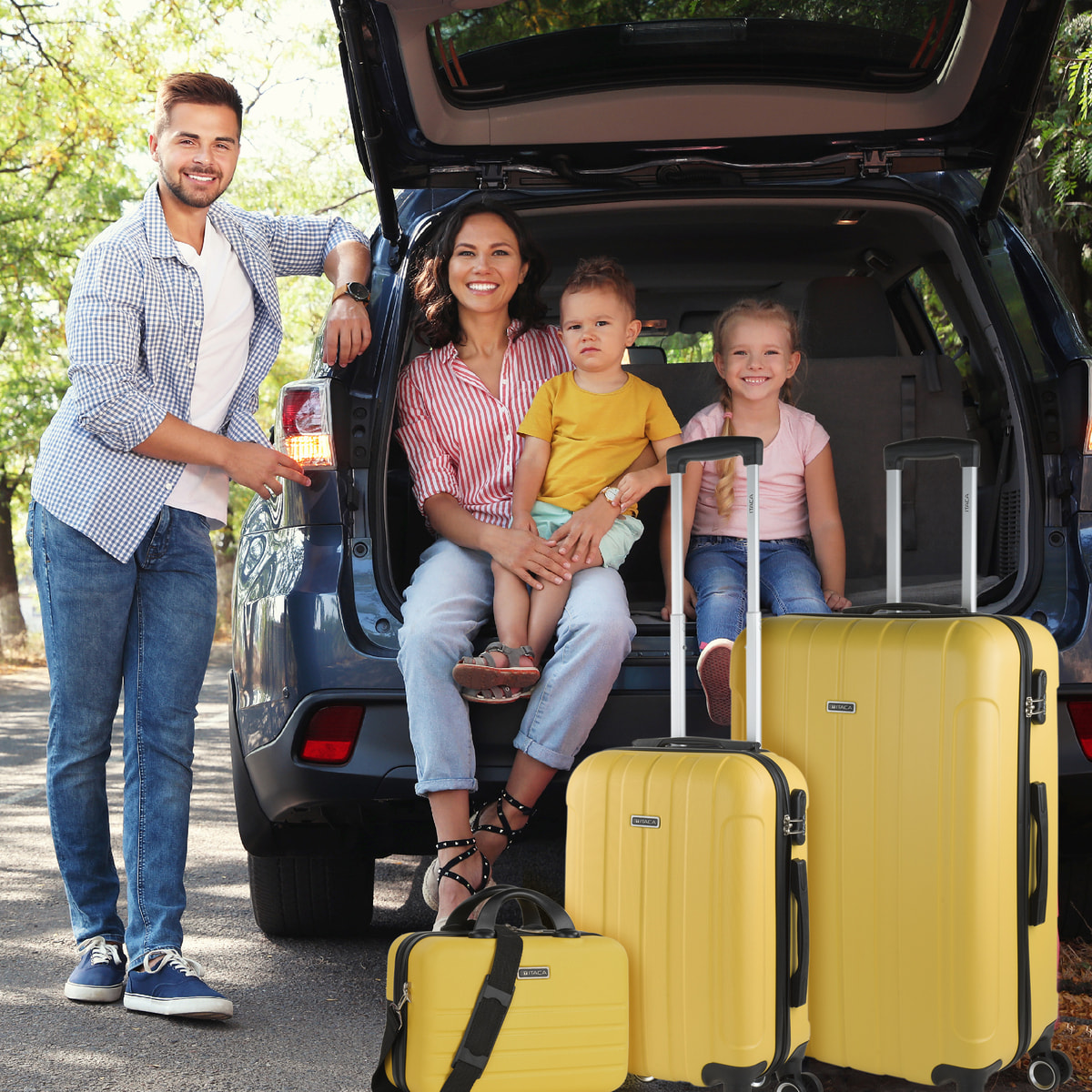 Juego De Maletas Rígidas Abs Itaca Havel Amarillo