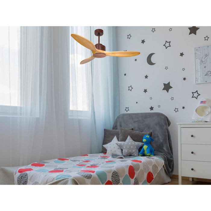 Ventilateur de plafond ø132 cm avec Wifi Réversible Hypersilence 40   W Marron