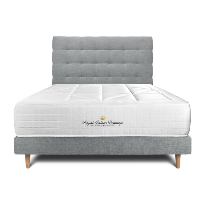 Lit Windsor Sommier tapissier en tissu - pieds bois