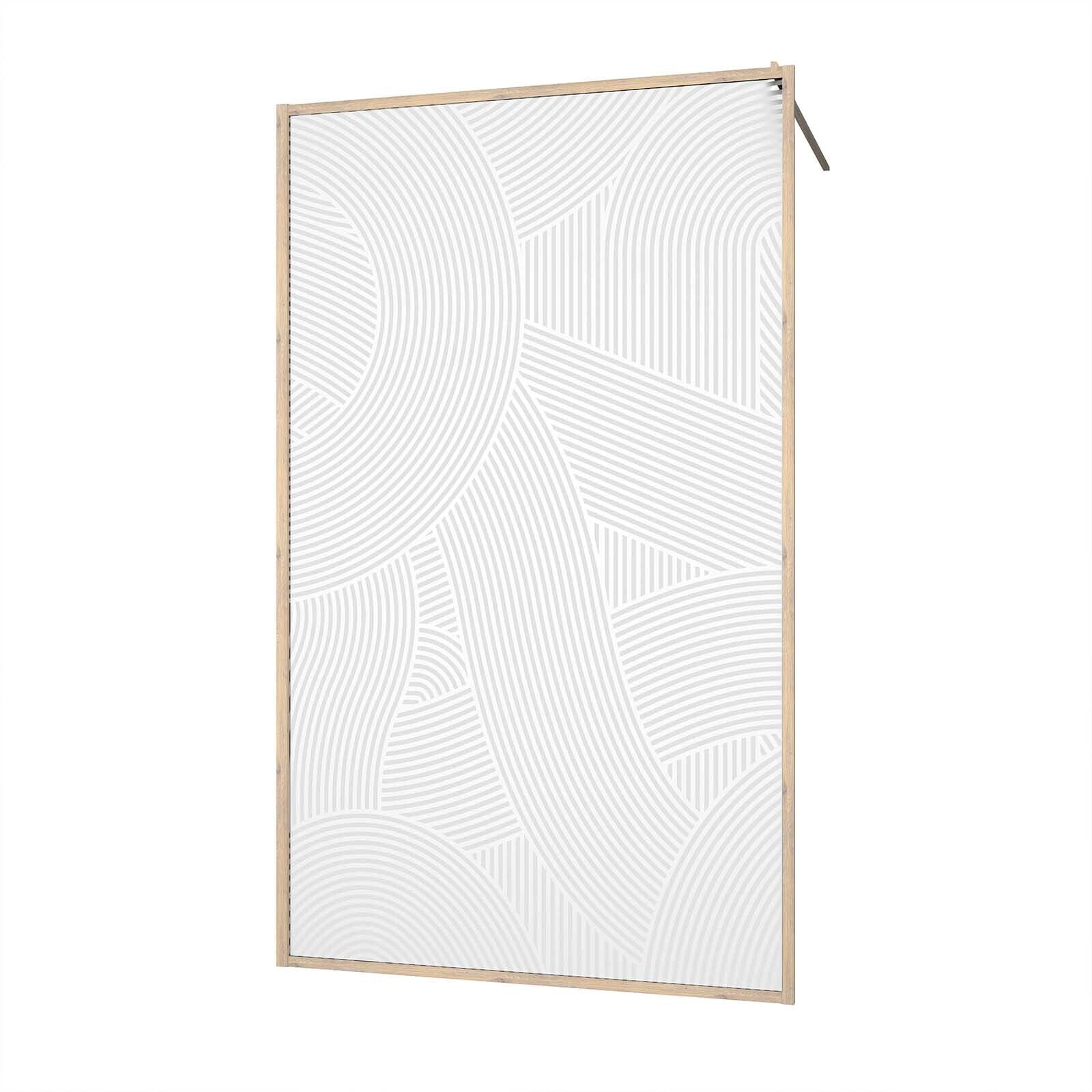Paroi de douche 120 x 200 HINATA style Japandi courbes douces - Cadre effet Bois - Verre 6mm