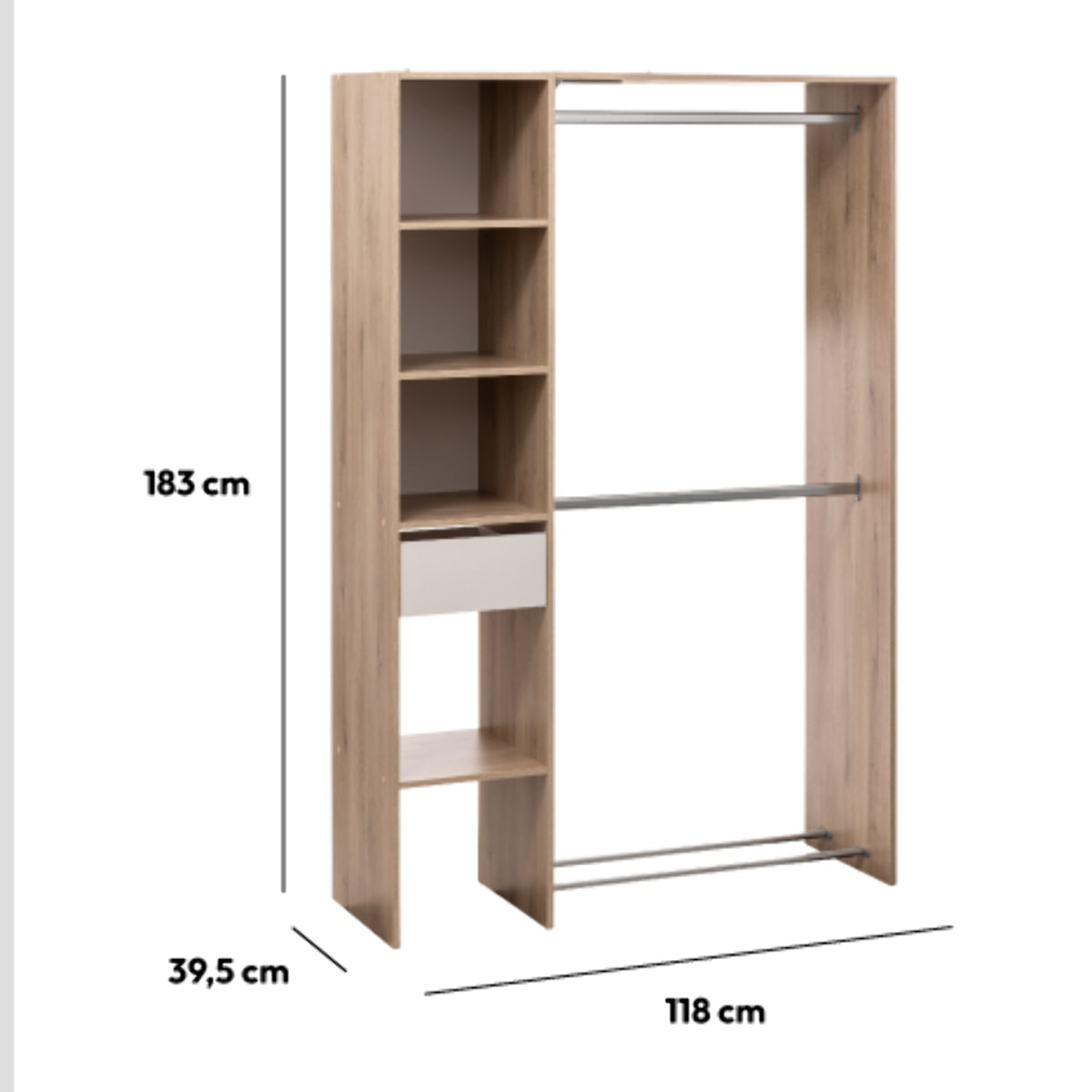 Dressing 2 penderies effet chêne naturel