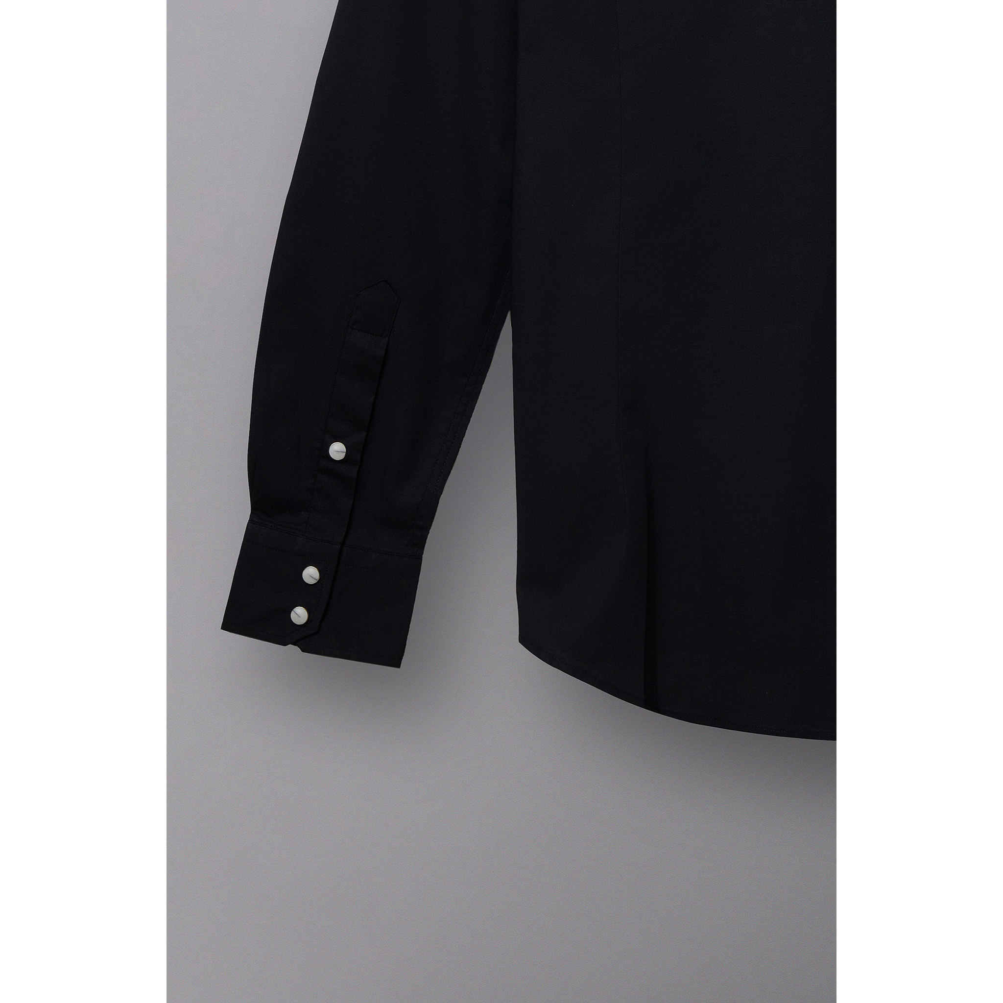 Camicia Uomo 1 Bottone Button Down Slim Popeline Stretch Unito Nero