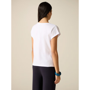 Oltre - Camiseta de algodón con parche joya - Blanco