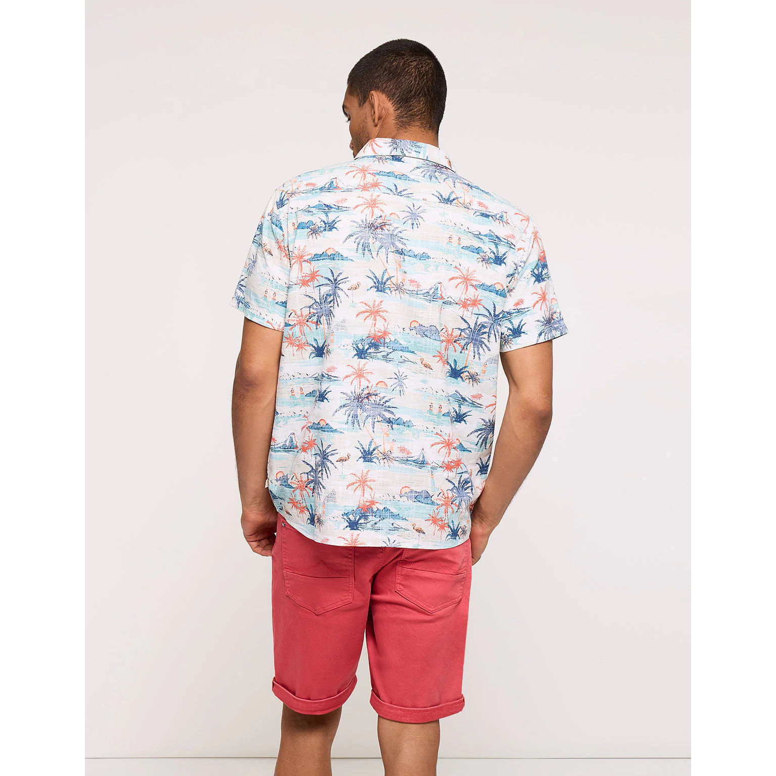 Camisa Manga Corta Tropical Blanco - Omen