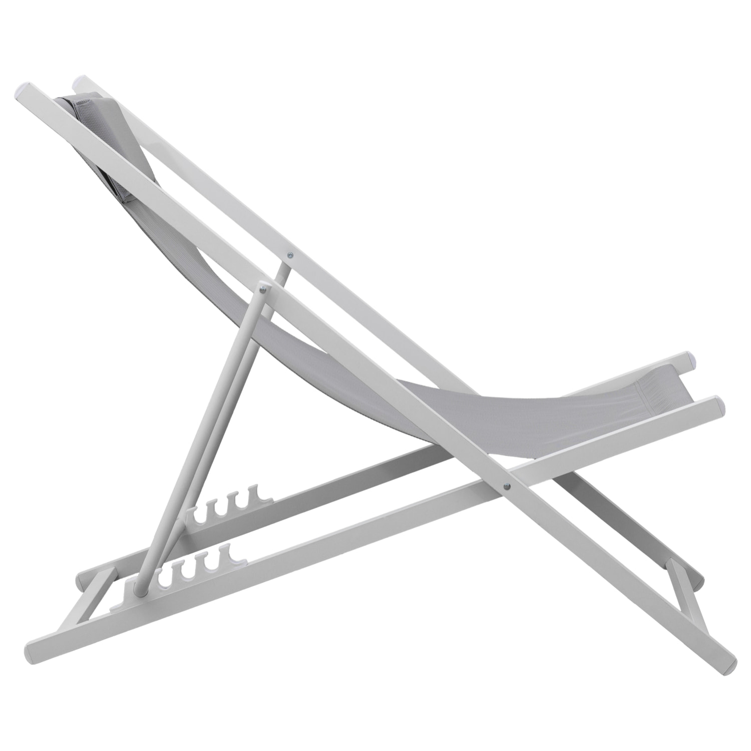 Lot de 2 chiliennes CYPRUS - textilène gris/structure blanche