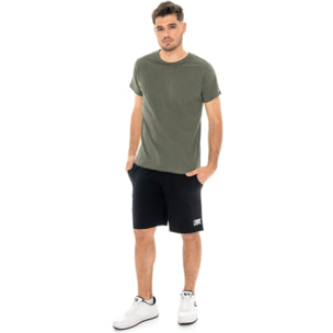 Maglietta uomo maniche corte in slub piccolo logo