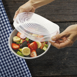 Lot de 6 couvercles de conservation en silicone étirable de 6 à 20 cm Fackelmann Basic