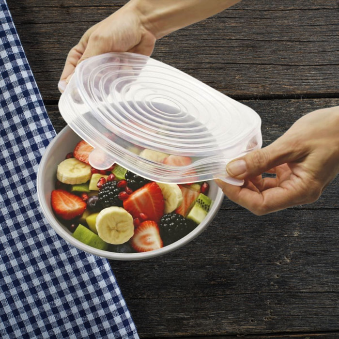 Lot de 6 couvercles de conservation en silicone étirable de 6 à 20 cm Fackelmann Basic
