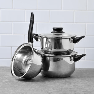 Bateria de cocina 5 piezas san ignacio palma de acero inoxidable apta para induccion