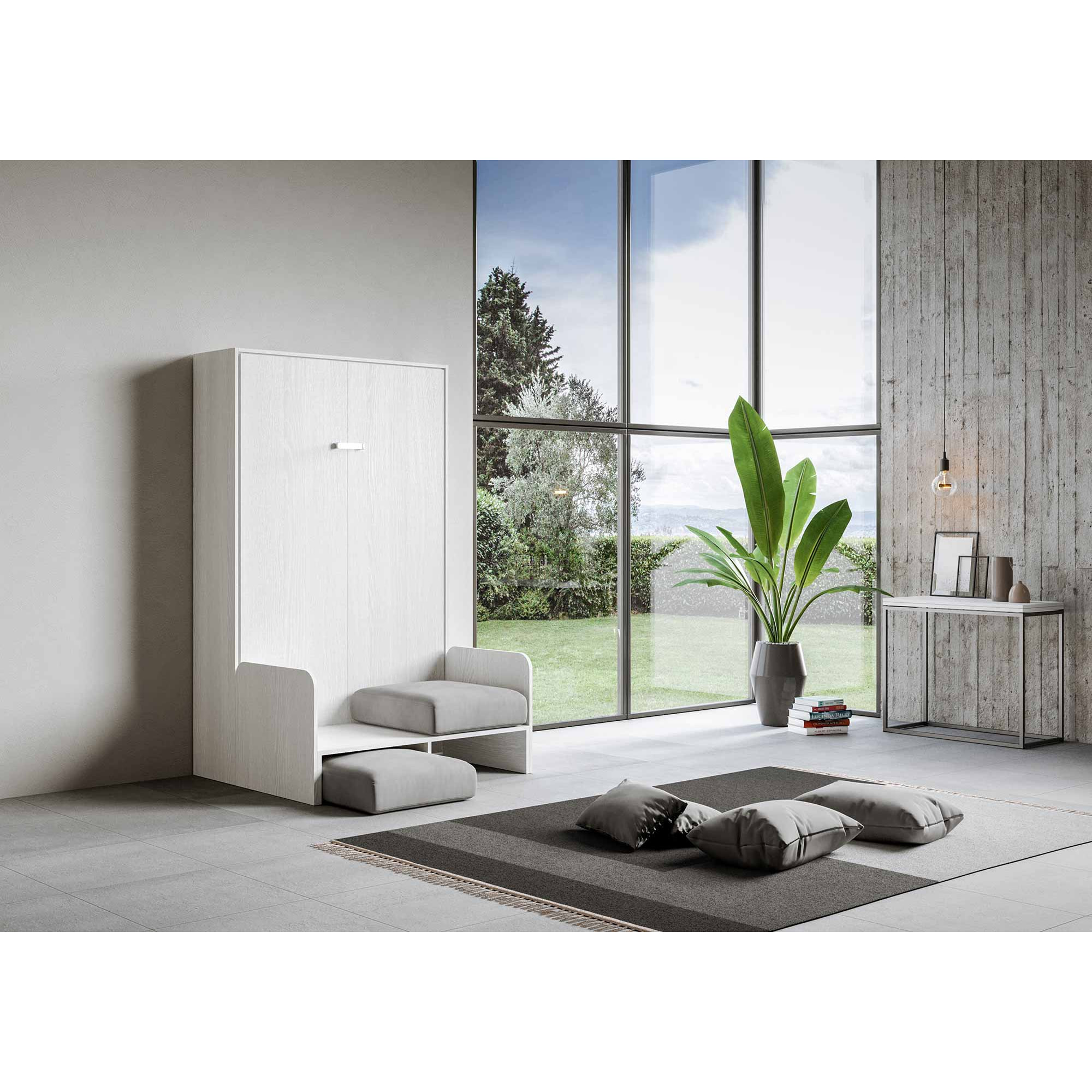 Cama abatible 120 vertical Kentaro Sofà Fresno Blanco