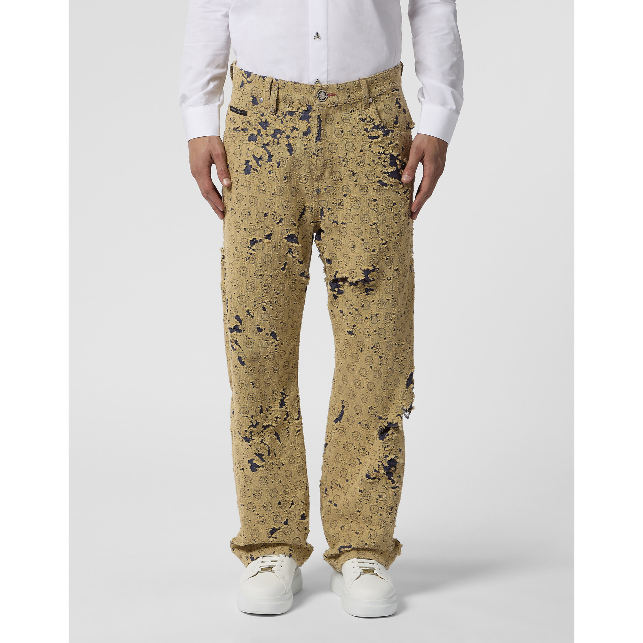 PHILIPP PLEIN Destroyed Beach Boy Fit Jeans Monogram