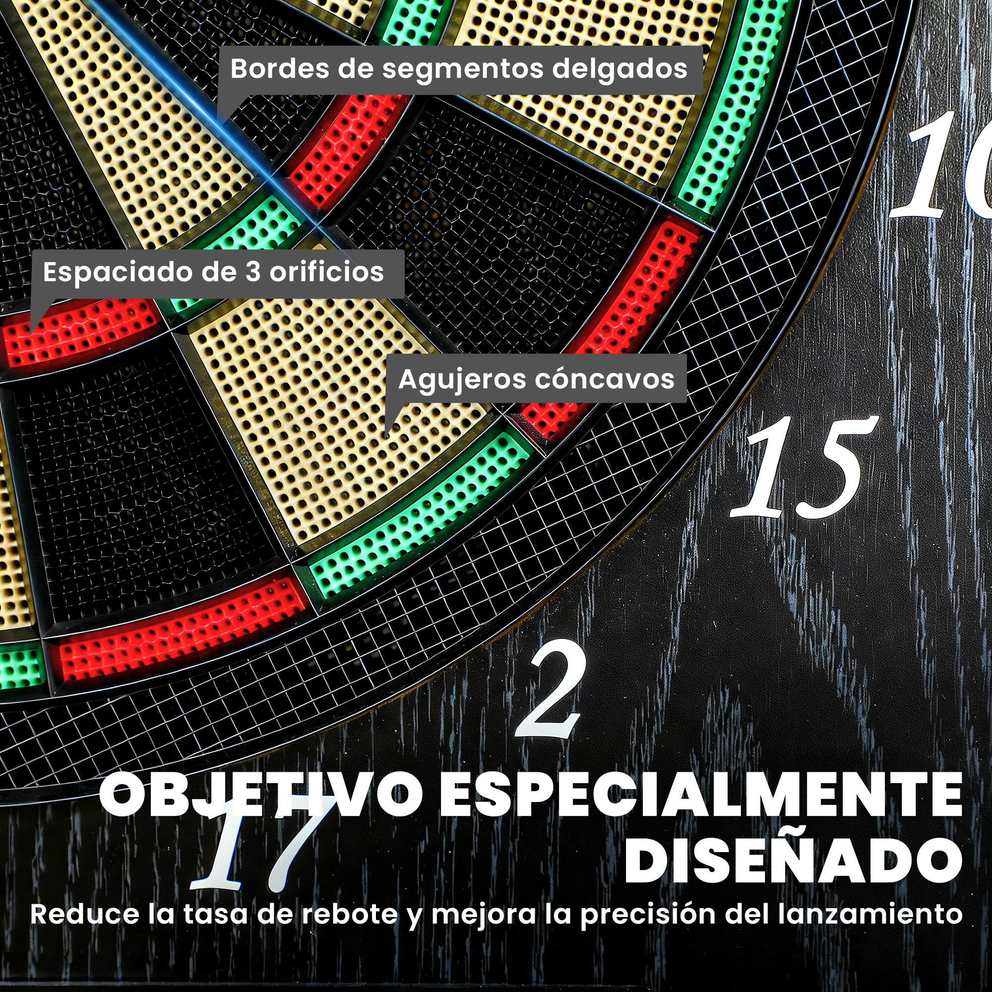 Diana Electrónica con 6 Dardos de Punta Blanda y 24 Puntas de Repuesto 2 Pantallas LED Avisos de Voz hasta 8 Jugadores Diana de Dardos de Pared con 25 Juegos 202 Variaciones Puertas de Madera
