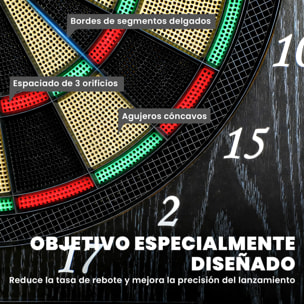 Diana Electrónica con 6 Dardos de Punta Blanda y 24 Puntas de Repuesto 2 Pantallas LED Avisos de Voz hasta 8 Jugadores Diana de Dardos de Pared con 25 Juegos 202 Variaciones Puertas de Madera