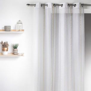 Voilage en Etamine avec Rayures Verticales - Beige