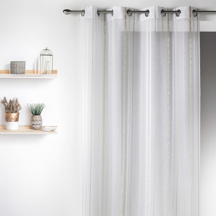 Voilage en Etamine avec Rayures Verticales - Beige