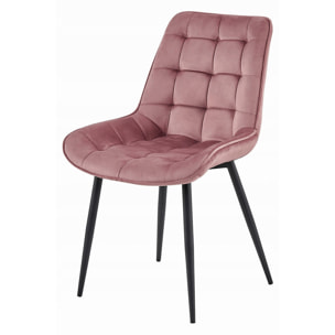 Set di 3 Sedie Bera in Velluto Rosa Antico e Metallo Nero