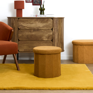Coffre Pouf Pliable - HOME DECO FACTORY - Jules - Côtelé - Jaune