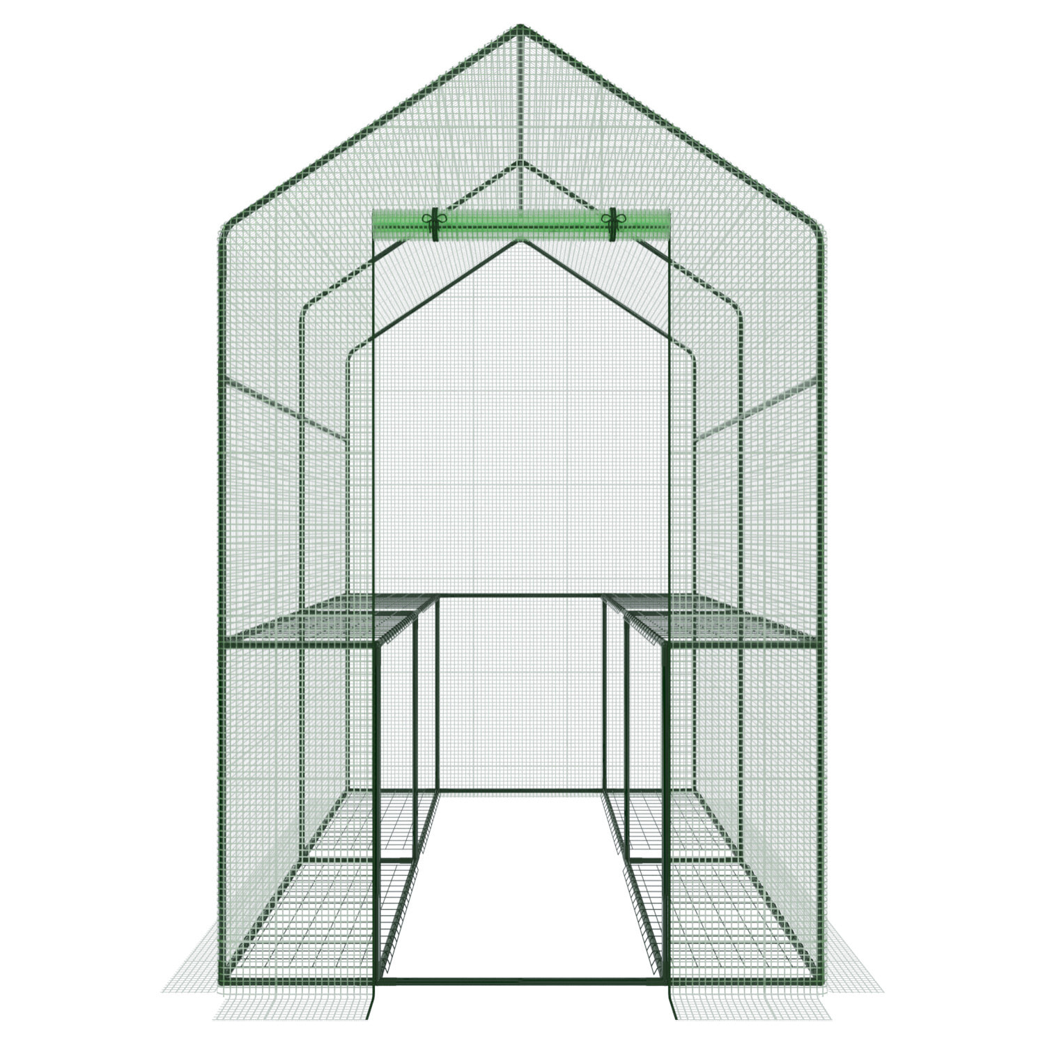 Serra Da Giardino Per Orto Con 4 Ripiani In Metallo Telaio In Acciaio Telo Retinato In Propilene Trasparente Porta Avvolgibile 186x120x190 Cm