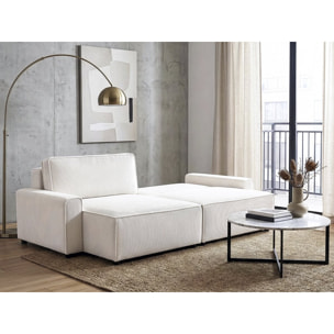 Canapé d'angle convertible et reversible en velours côtelé "Montaigne" - 3 places  - Beige