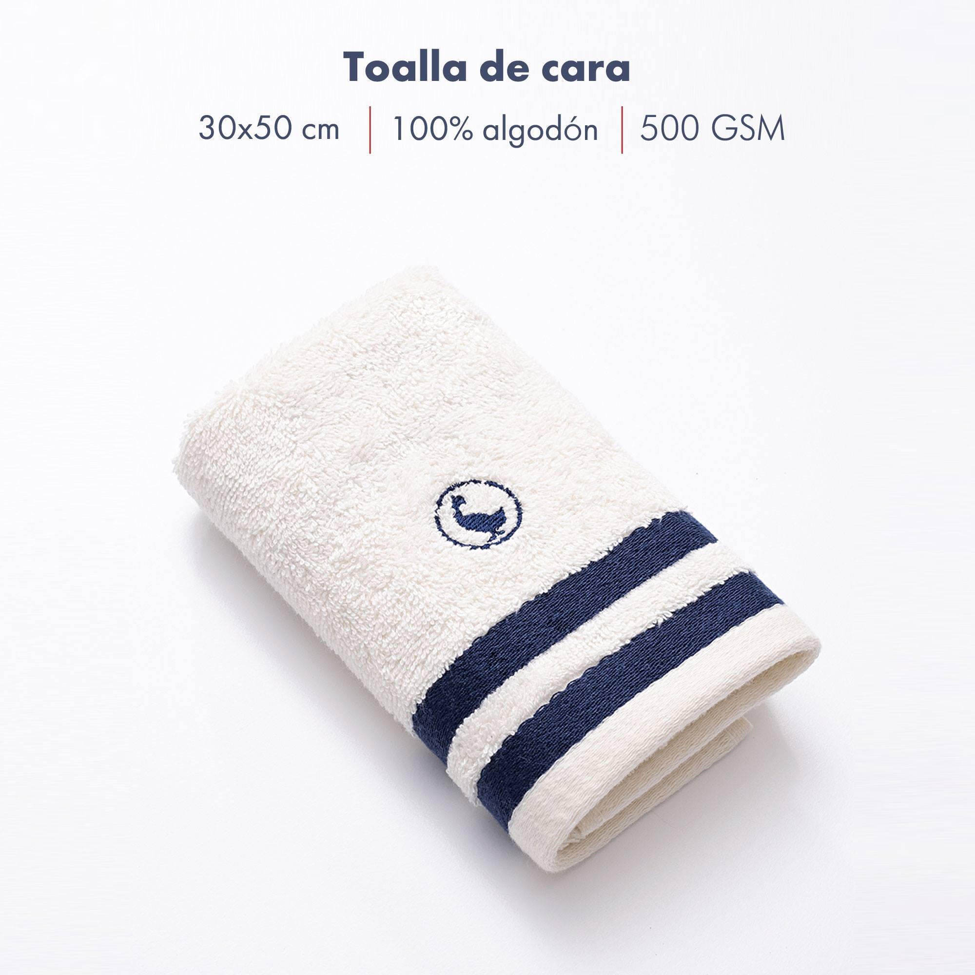 Set de 3 toallas de baño (cara 30x50cm + manos 50x90cm + ducha 70x140cm) 100% algodón 500gsm color blanco el ganso