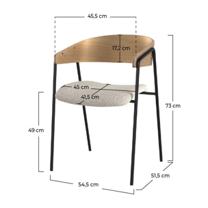 Lot de 2 chaises en tissu bouclé blanc et bois de chêne - Esmée