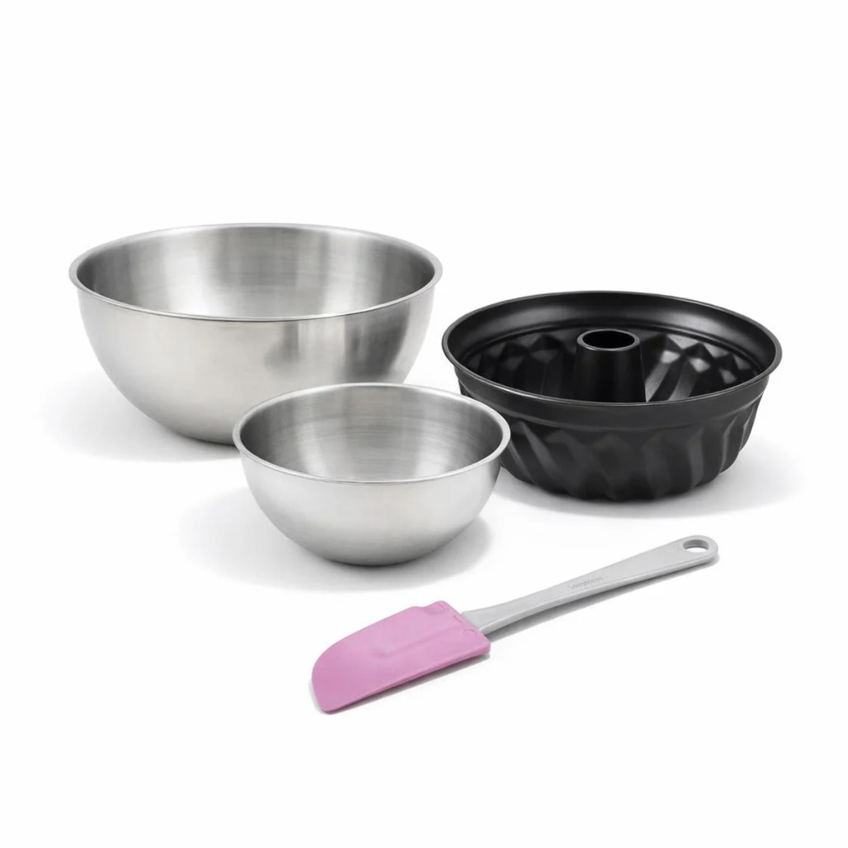 Ensemble avec 1 moule à kouglof 22 cm, 1 spatule Zenker et 2 bols à mixer en inox Fackelmann