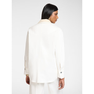 Elena Mirò - Camisa en gabardina con bolsillos - Blanco