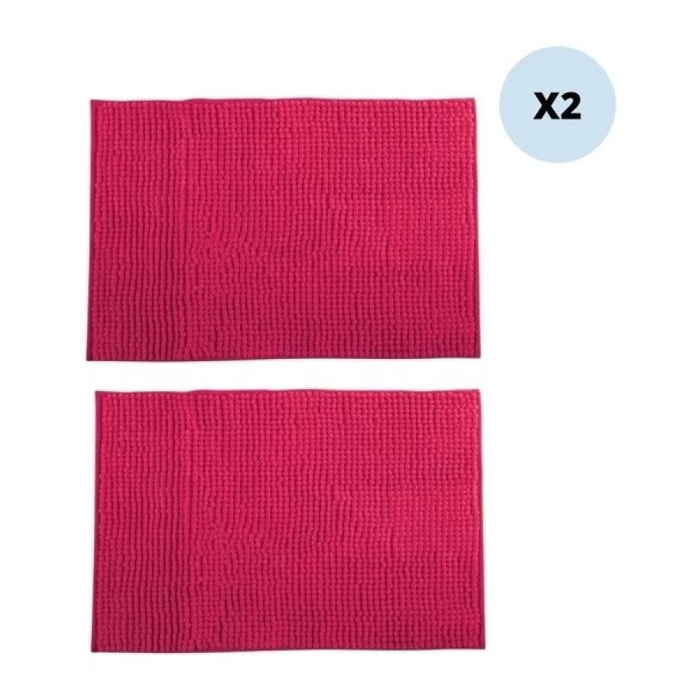 Lot de 2 tapis de bain CHENILLE 40x60cm Fuschia MSV