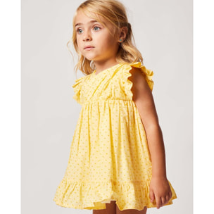 VESTIDO CUERPO FRUNCIDO PLUMETI AMARILLO