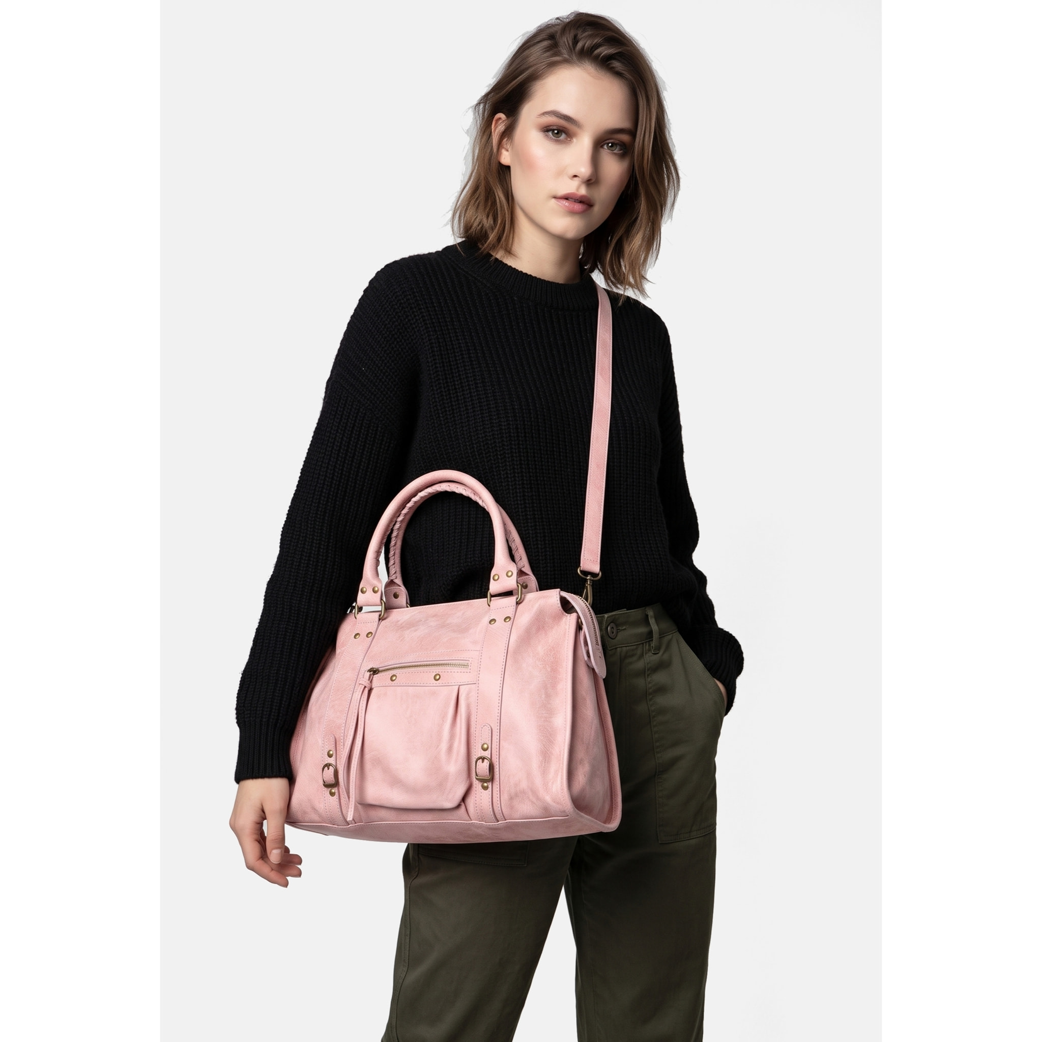 Borsa a spalla da donna - Modello Clara - Vera pelle - 41.0 x 28.0 x 13.0 cm
