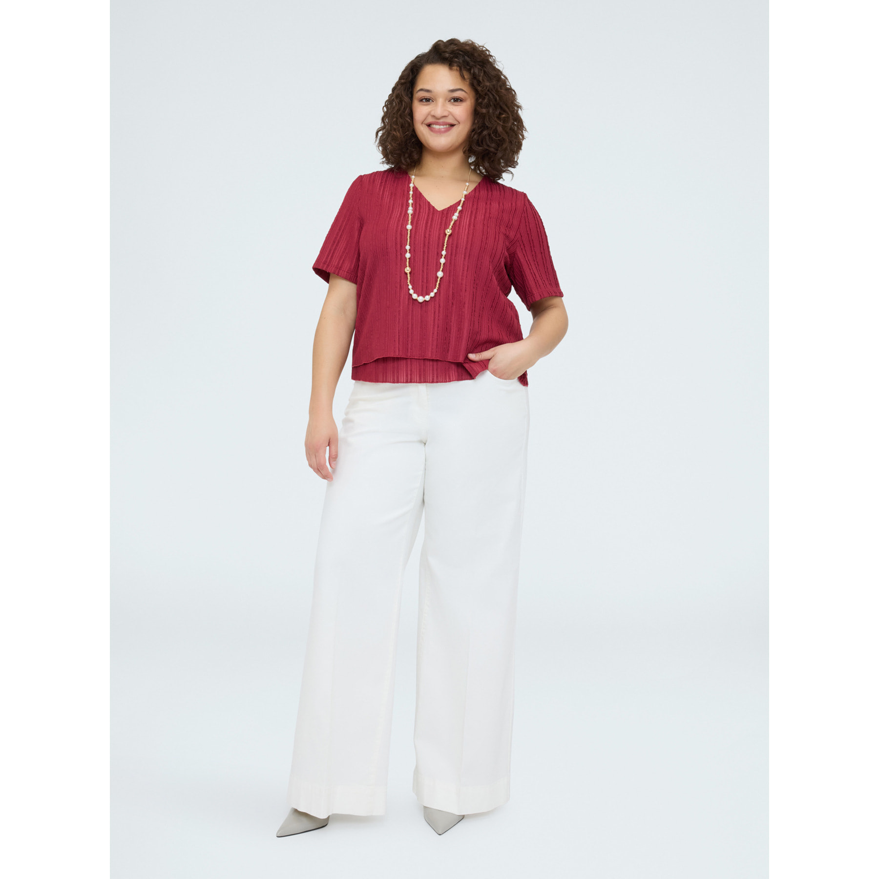 Fiorella Rubino - T-shirt in jersey a costine - Bordeaux