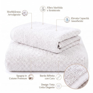 INTRECCI HOME Set Bagno Asciugamani Viso e Ospite, in Puro Cotone 500 g, Morbidezza Extra, Assorbenza Superiore