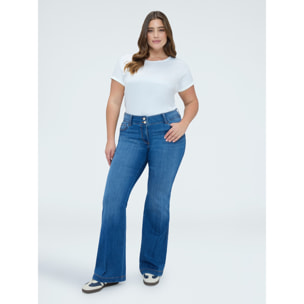 Fiorella Rubino - Jeans Flare lavado azul efecto stonewashed - Azul
