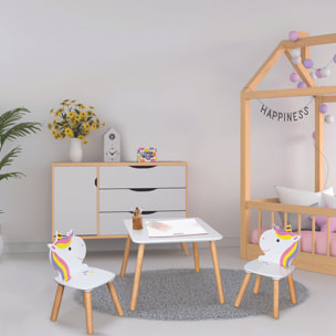 TABLE ET 2 CHAISES LICORNE LILY