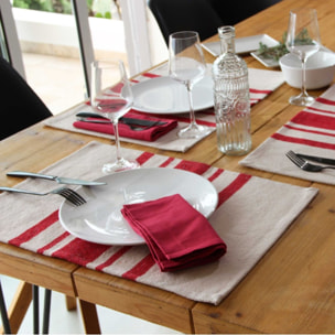 Lot de 4 Sets de table coton épais Rustique - Rouge