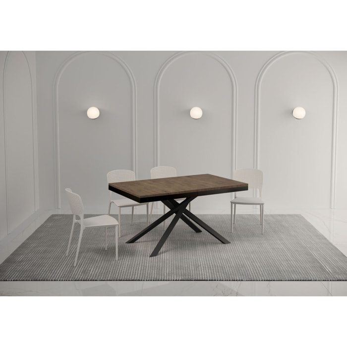 Table extensible 90x160/420 cm Karida Evolution noyer cadre anthracite