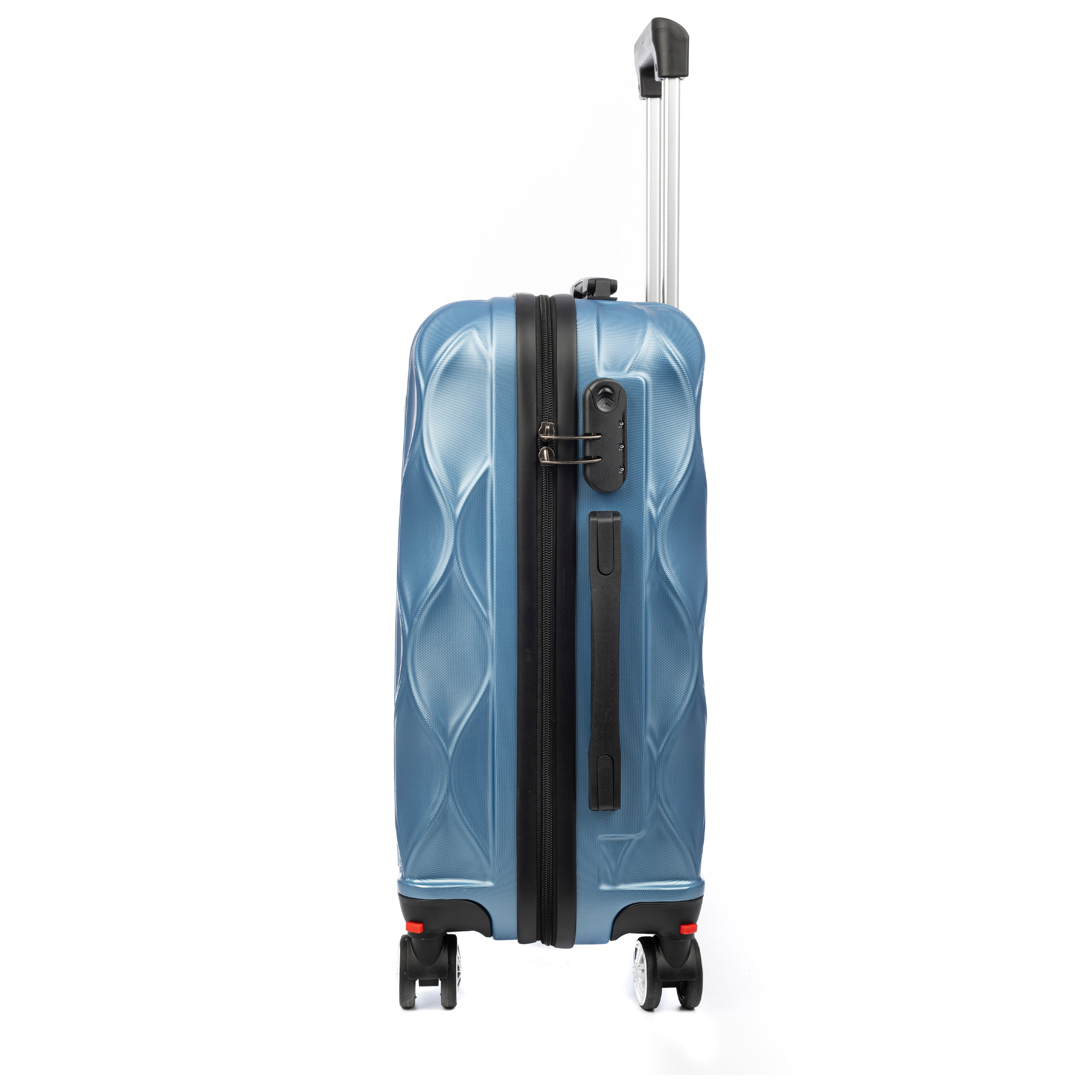 DAM Maleta de cabina Trolley en material ligero de ABS de alta resistencia. Cerradura numérica y 4 ruedas dobles extraíbles y giratorias 360°. 37x24x56 Cm. Color: Azul